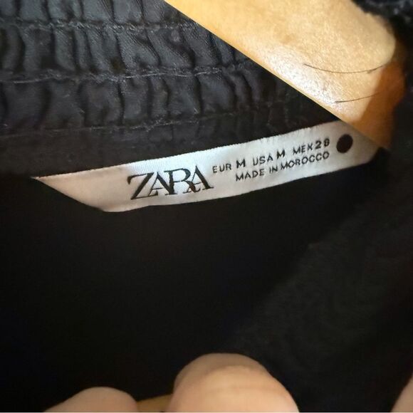 Zara Velour Black Mini Dress Size Medium Statement Arms Gothic Whimsigoth Witchy - Picture 5 of 7